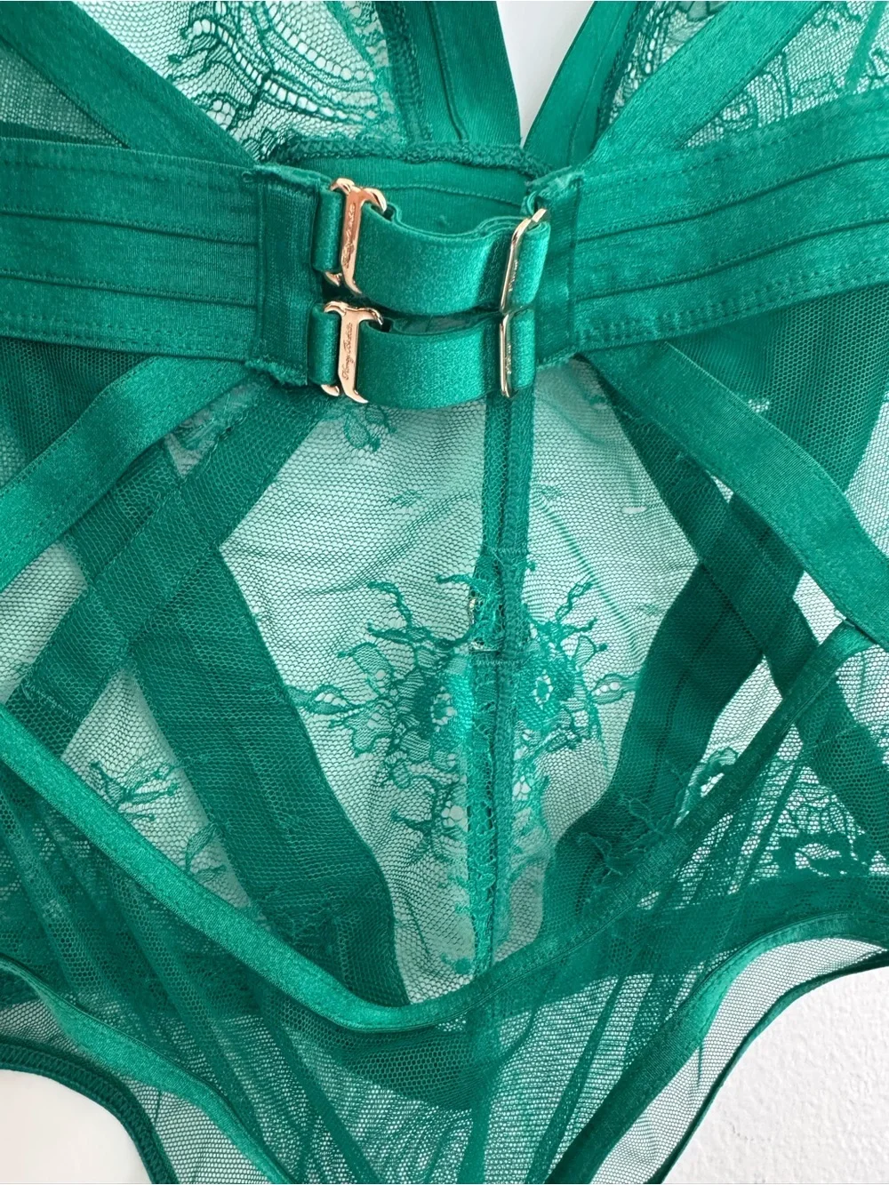 Honey Birdette Belinda Bodysuit Green Lace Thong Playsuit One Piece - Picture 10 of 15
